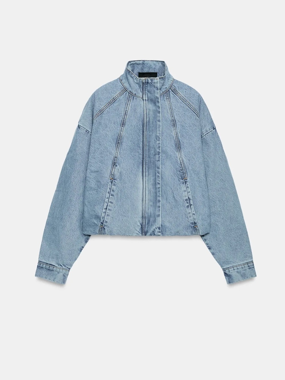 Zara Z1975 HIGH NECK DENIM BOMBER JACKET